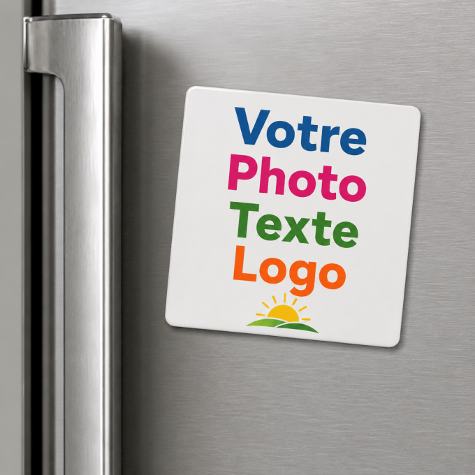Magnet photo carré personnalisé 9,5 x 9,5 cm en bois MDF – idée cadeau unique