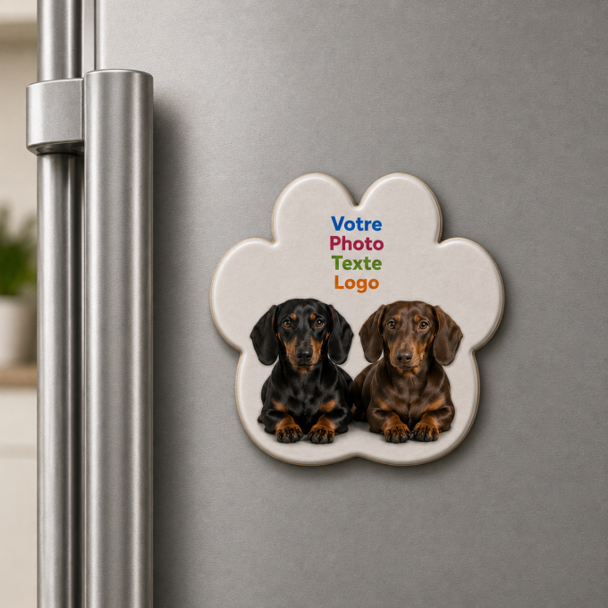 Magnet Patte de Chien ou Chat Personnalisé en MDF avec Photo - 7 x 6 cm
