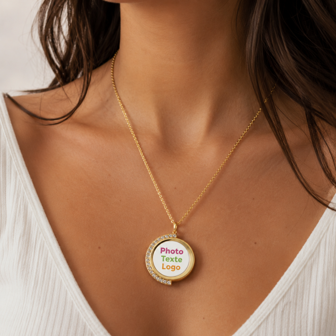 Collier Doré avec Photo à Personnaliser