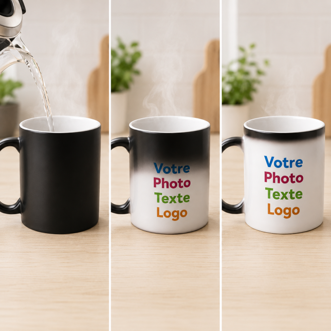 Tasse Magique Personnalisée – Révélation à Chaud de Votre Photo ou Logo