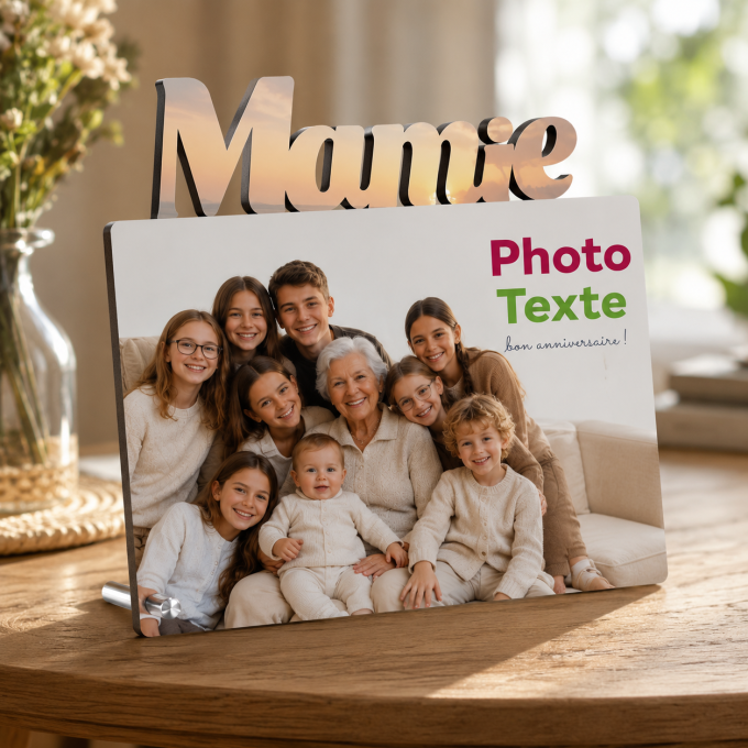 Cadre Mamie personnalisé photo, texte ou logo en MDF