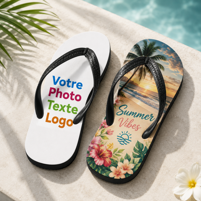 Tongs personnalisées photo, texte ou logo | Yonacrea