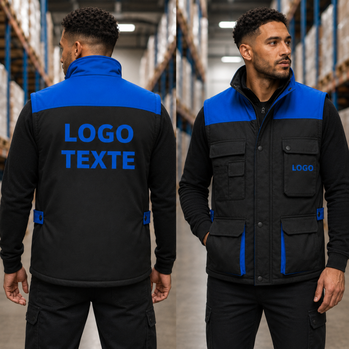 Bodywarmer de travail matelassé 20 coloris à personnaliser
