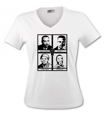 T-shirt Femme Col V Blanc -...