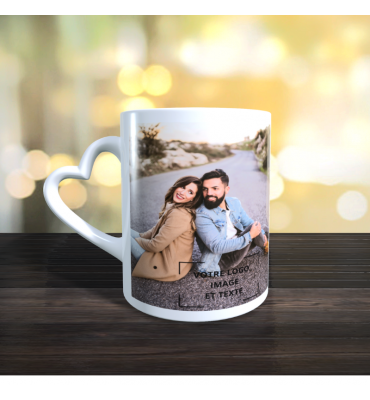 Mug anse Coeur personnalisable