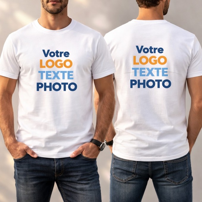 T-shirt personnalisé photo texte logo | 100 % coton premium