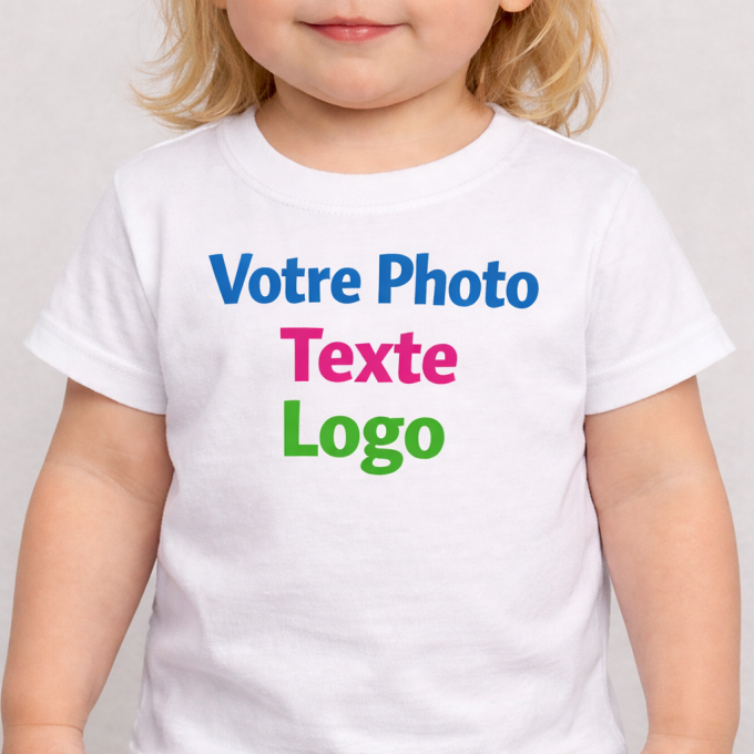 T-shirt bébé personnalisé 100 % coton – Créez un cadeau unique avec photo, texte ou logo