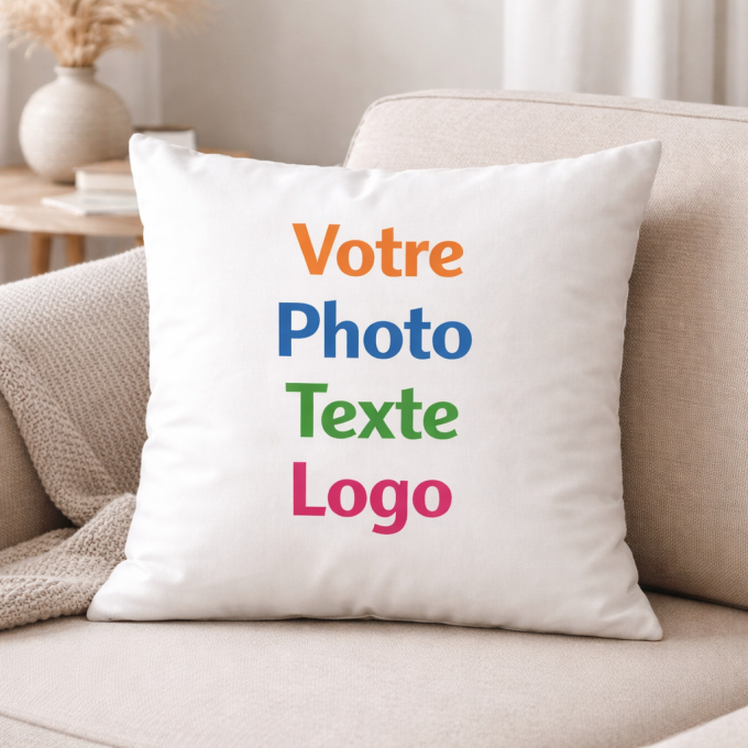 Coussin personnalisé photo, texte et logo | Yonacrea