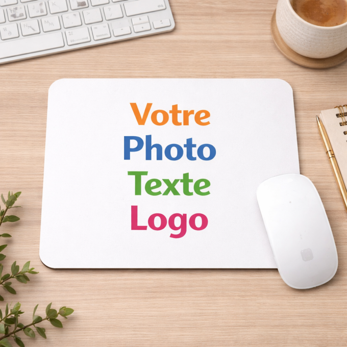 Tapis de souris personnalisable avec photo, logo ou texte – Idée cadeau & objet publicitaire
