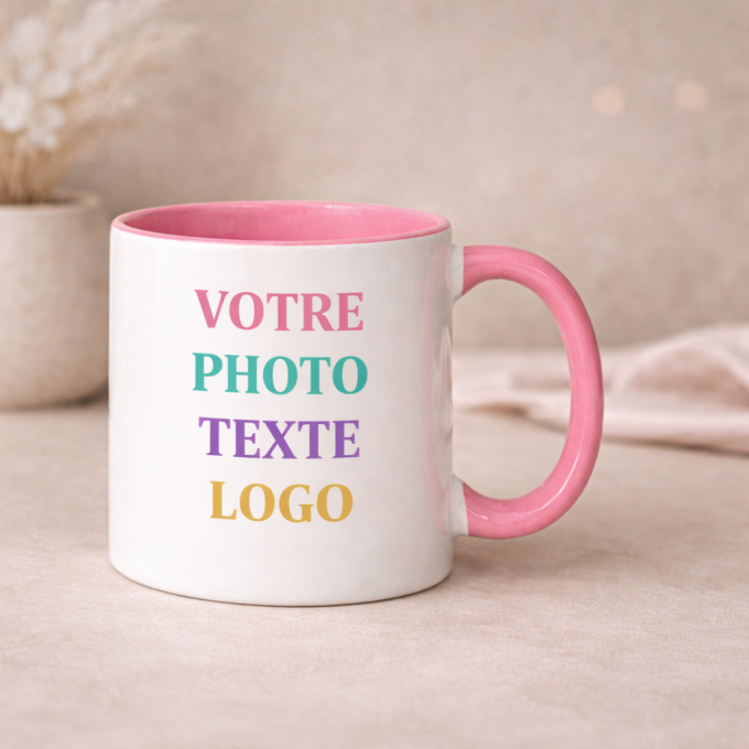 Mug Personnalisé – Plusieurs Couleurs Disponibles (Anse et Intérieur Colorés) | Photo, Texte et Logo | Idée Cadeau