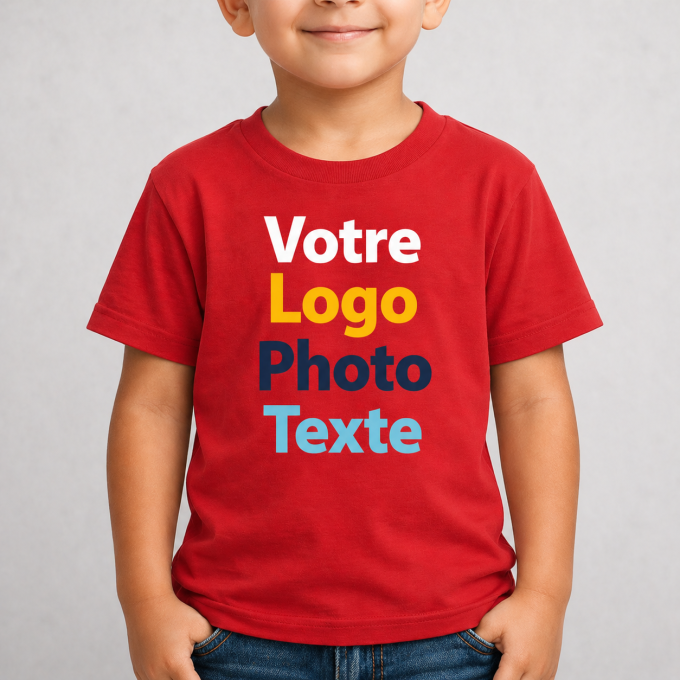 T-shirt enfant personnalisé 100 % coton – Cadeau unique avec photo, texte ou logo